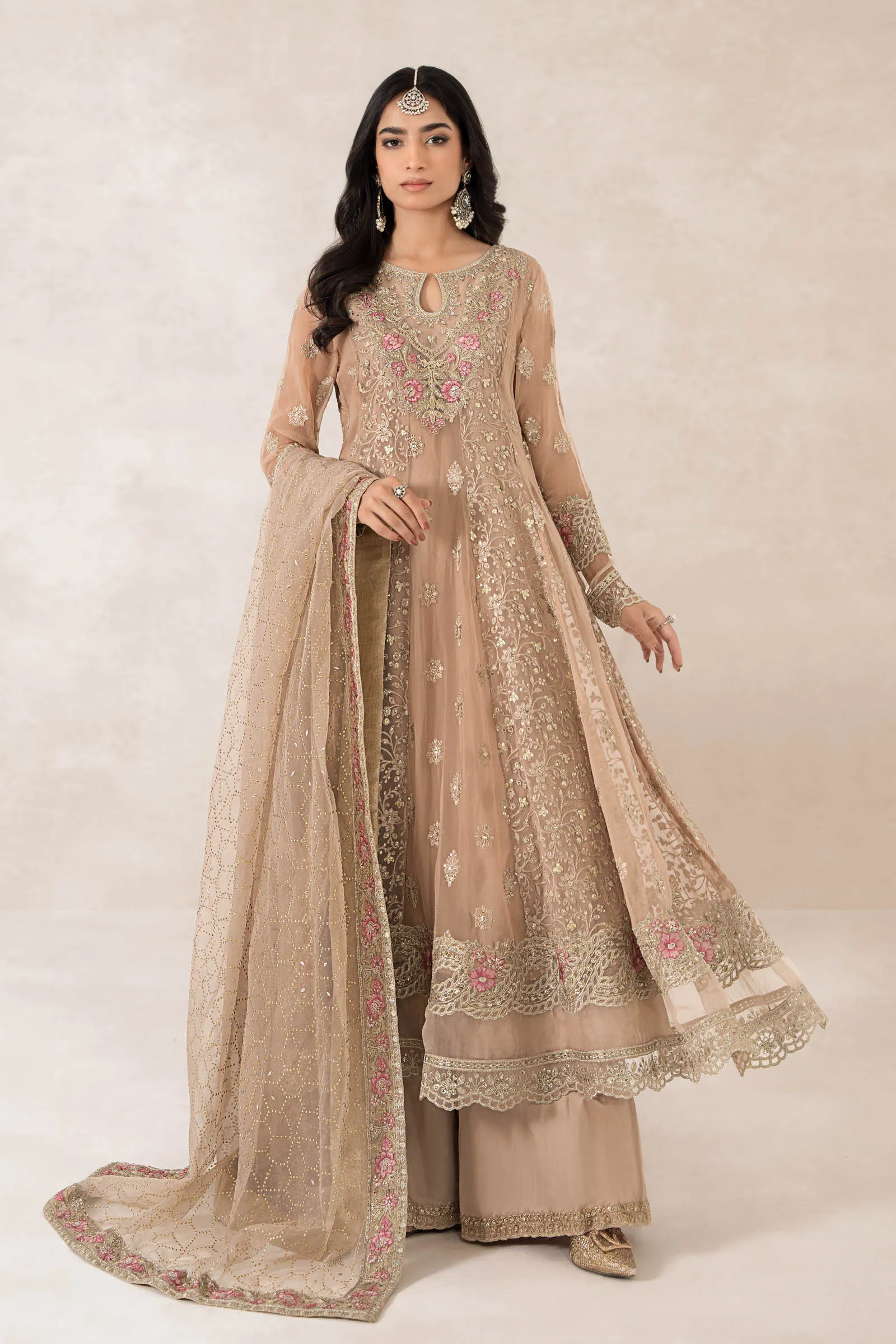 3 Piece Embroidered Bamber Chiffon Suit | SF-PF24-01