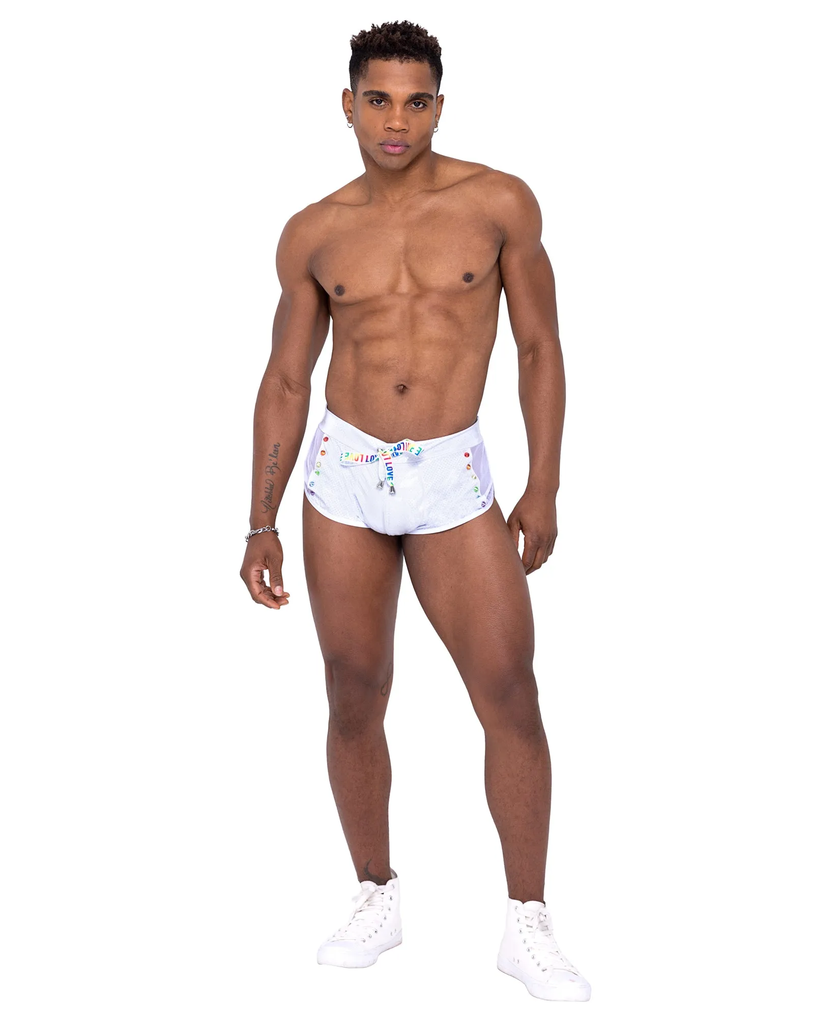 6338 - Mens Pride Mesh Vinyl Runner Shorts