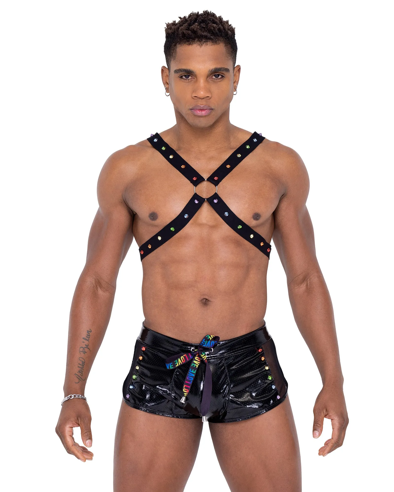 6338 - Mens Pride Mesh Vinyl Runner Shorts