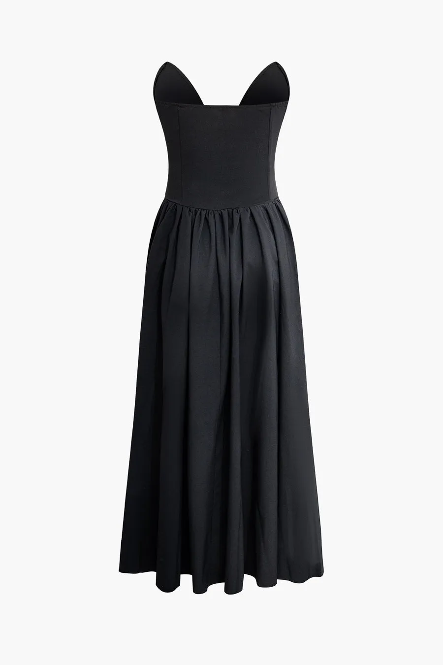 A&A Luxe V Neck Strapless Pleated Dress