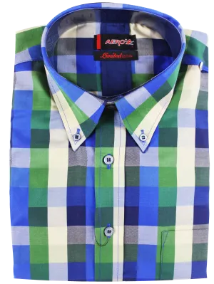 AERO Green/Beige/Blue Checkered S/S Shirt