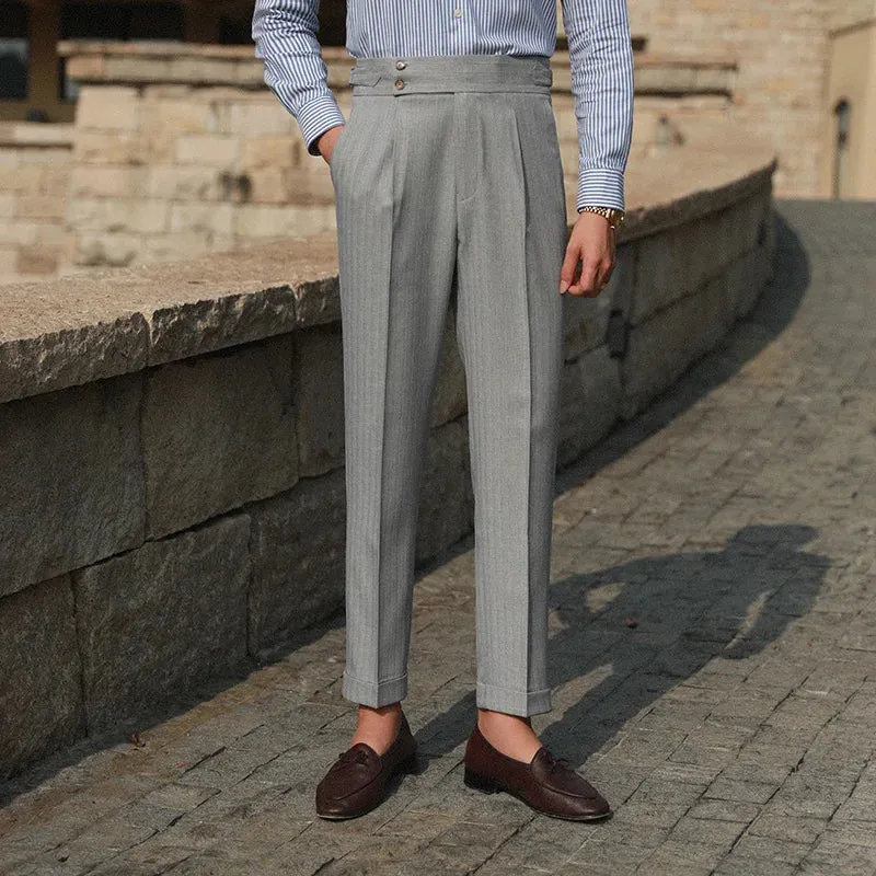 Aidase Casual High Waist Straight Striped Pants Men's Versatile Business Formal Trousers Pant For Man Italian Men's Social Trousers