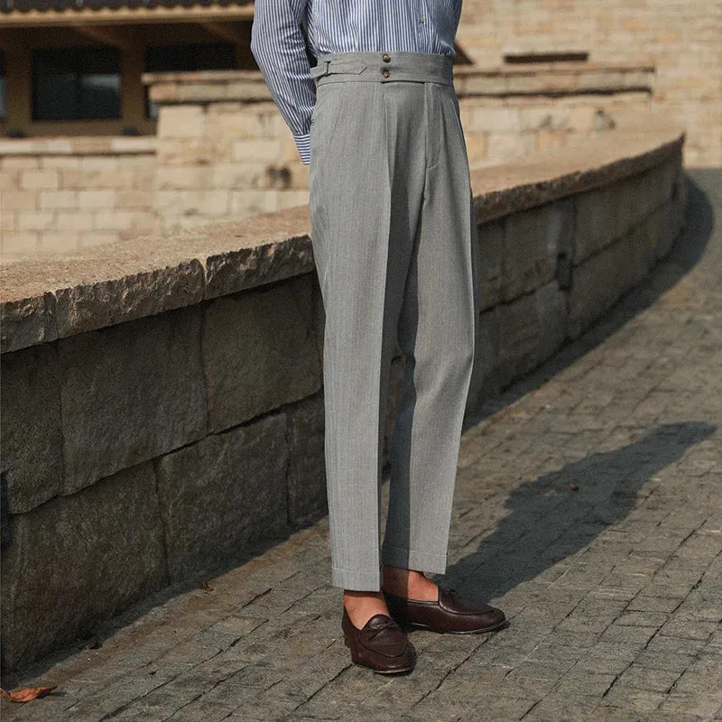 Aidase Casual High Waist Straight Striped Pants Men's Versatile Business Formal Trousers Pant For Man Italian Men's Social Trousers