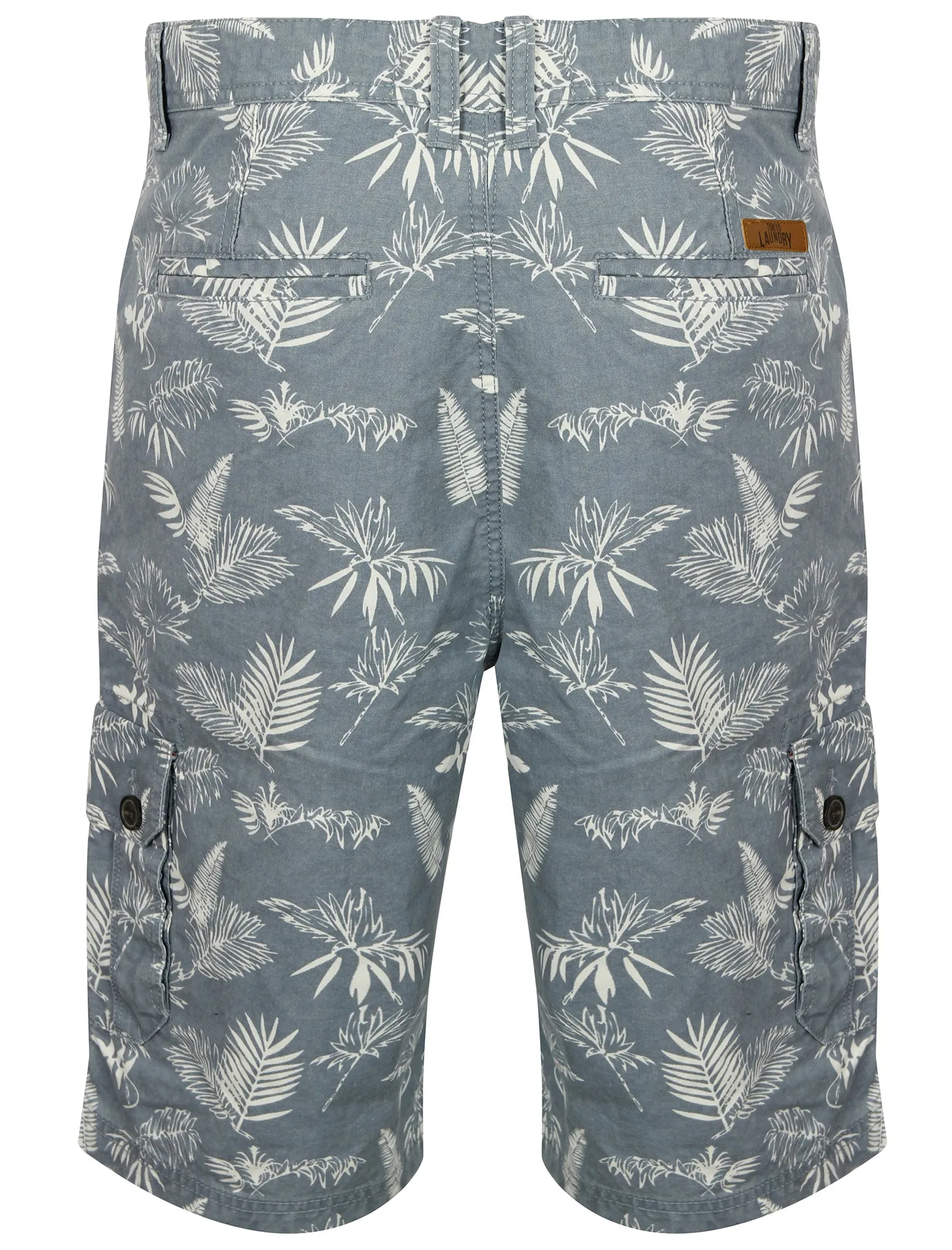 Aralia Cotton Cargo Shorts in Light Blue Tropics - Tokyo Laundry