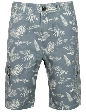 Aralia Cotton Cargo Shorts in Light Blue Tropics - Tokyo Laundry