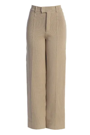 Beige Back In Business Knit Trousers