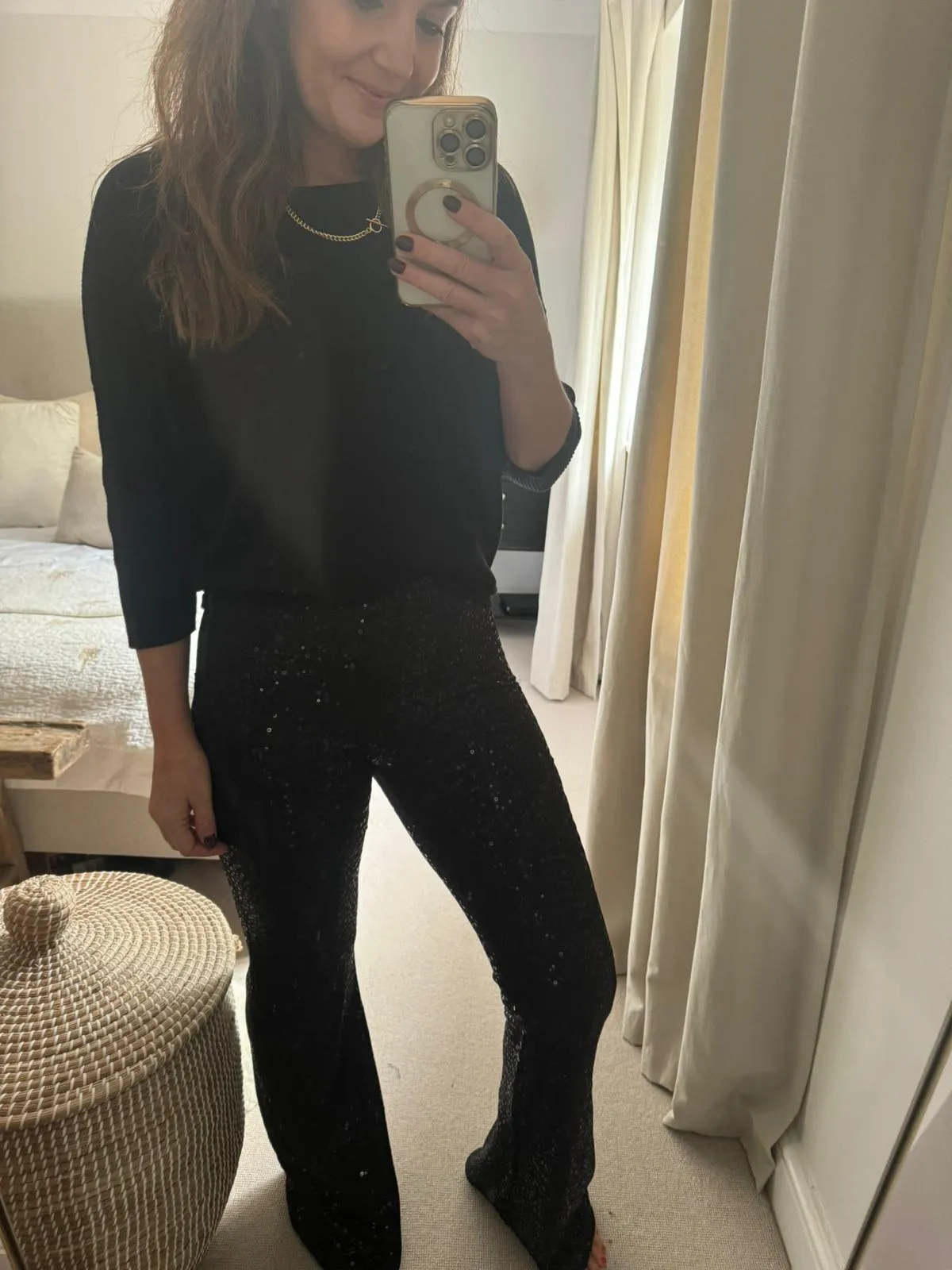 Black Sequin Trousers