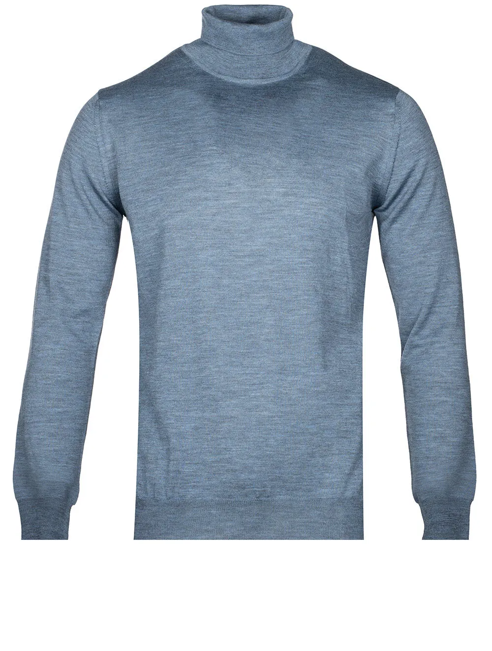 Blue Roll Neck Fine Merino Wool Jumper