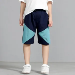 Boys Summer Comfort Knitted Sports Shorts (Color: Navy Blue, Size: 160cm)