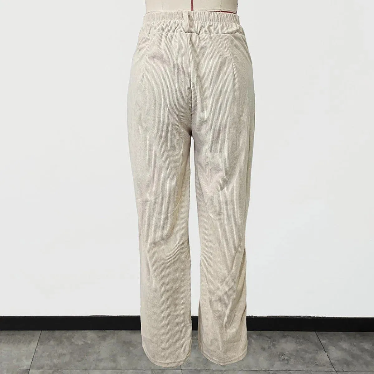 Casual High Waist Straight Corduroy Pants