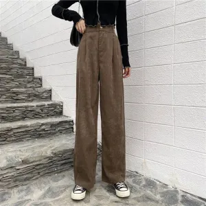 Casual High Waist Straight Corduroy Pants