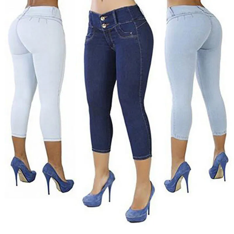 Casual  High Waist Zipper Skinny Bodycon Denim Pants