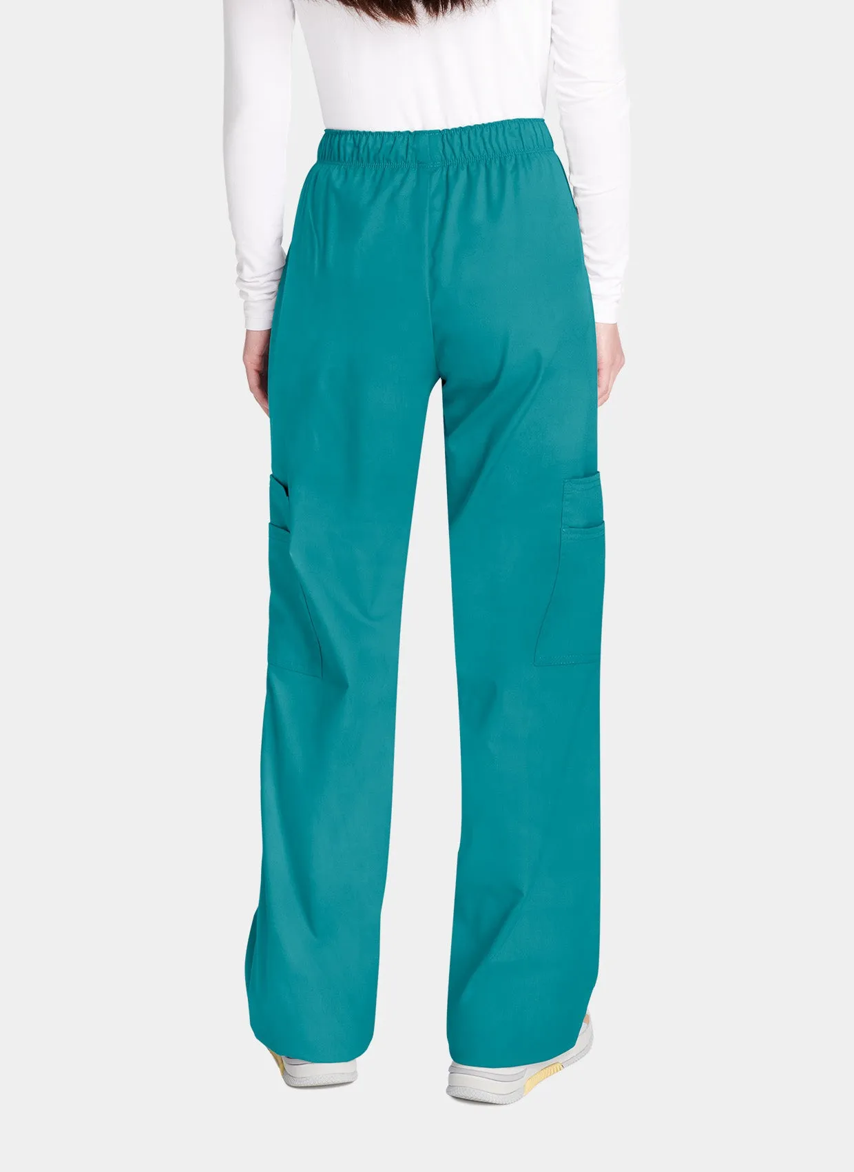 Cherokee Core Stretch Mid Rise Pull-On Cargo Scrub Trousers WWE4005 - Teal