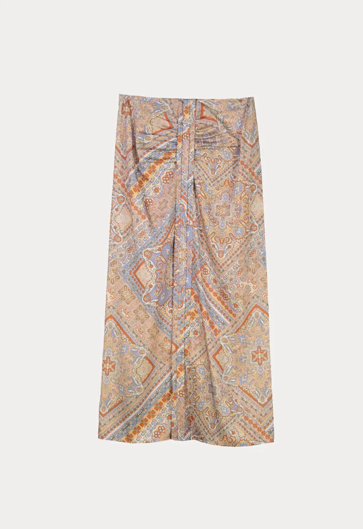 Choice Printed Draped Detail Skirt Multi Color