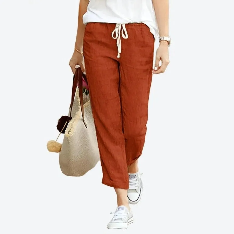 Comfortable Casual Linen Drawstring Trousers