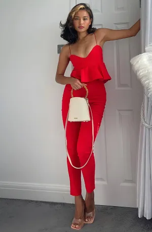 Court Red High Waisted Trousers