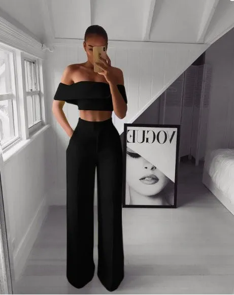 Cropped Top   Long Trousers Set