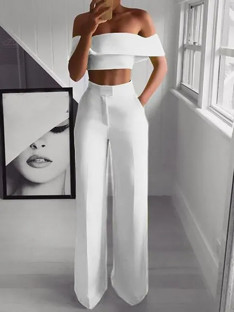 Cropped Top   Long Trousers Set