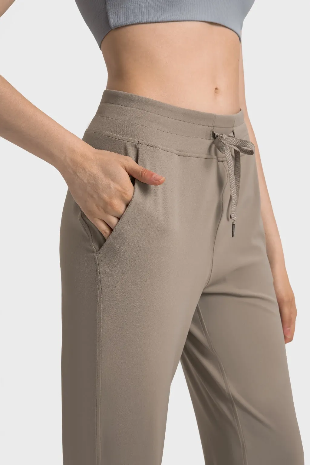 Drawstring Wide-Leg Sports Pants