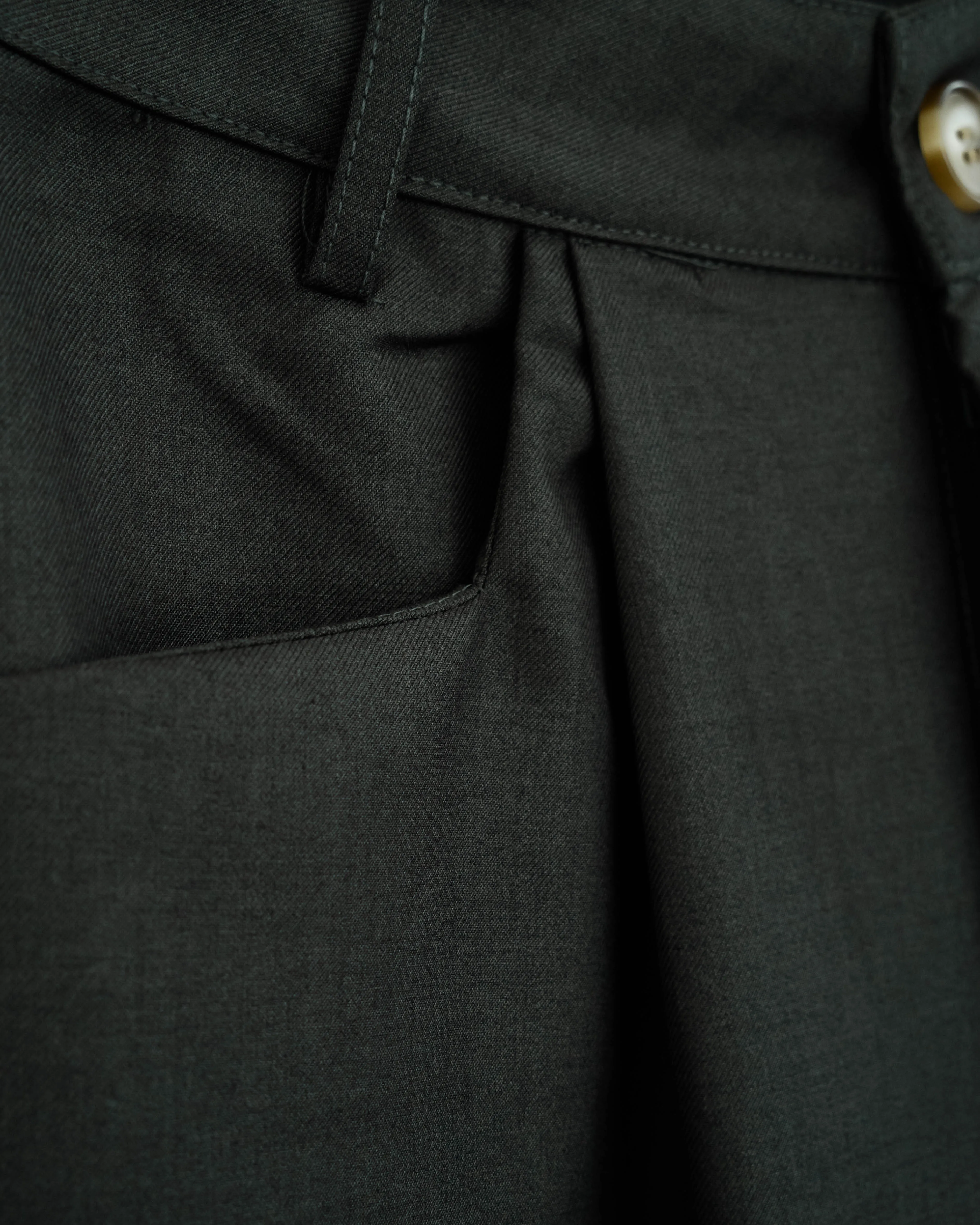 Folded Hem Straight Cut Trousers (Dark Grey)