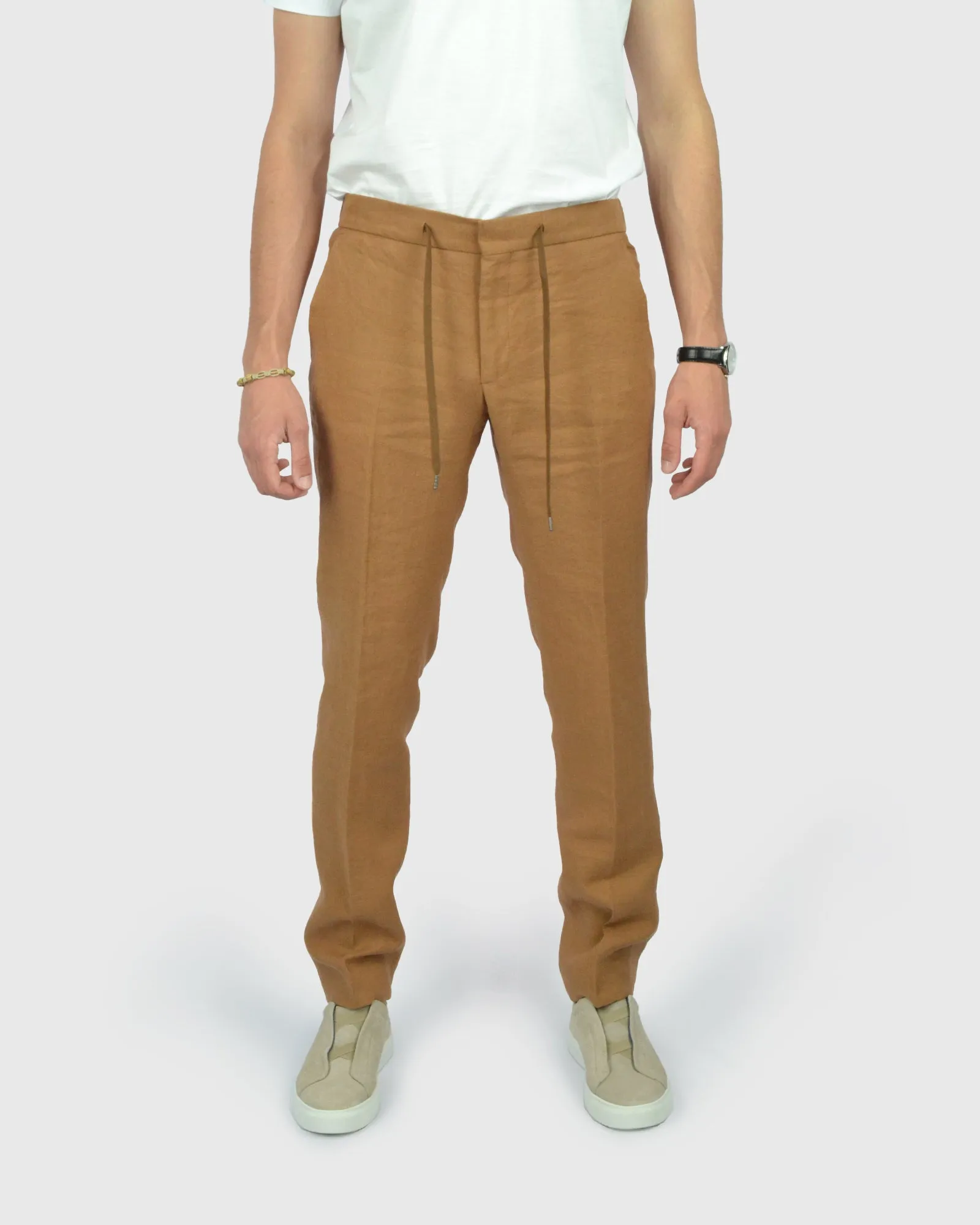 FRANCKINO SARTORIA FSS24 LIN3 SLUB JOGGER - RUST TROUSER