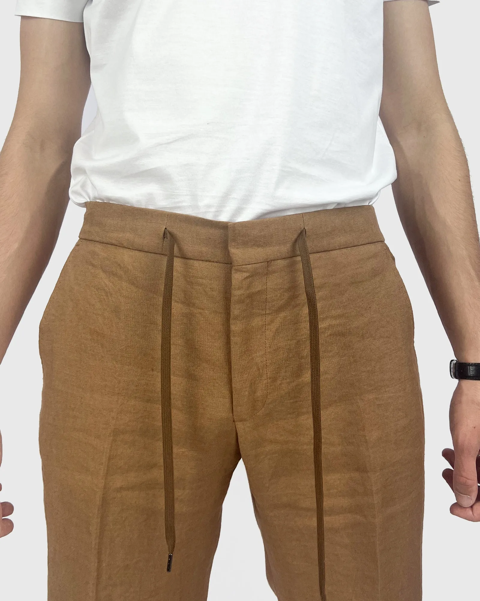 FRANCKINO SARTORIA FSS24 LIN3 SLUB JOGGER - RUST TROUSER