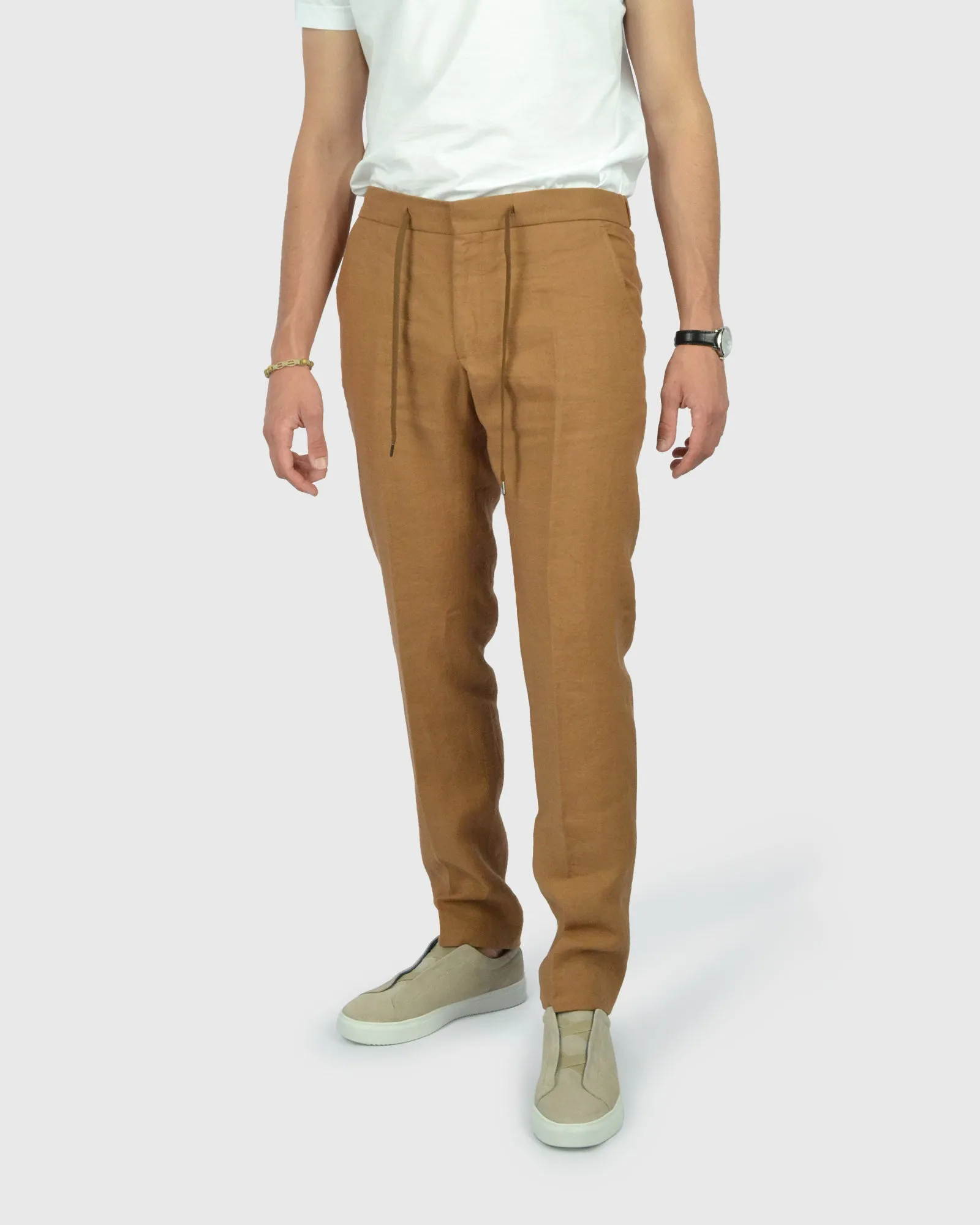 FRANCKINO SARTORIA FSS24 LIN3 SLUB JOGGER - RUST TROUSER