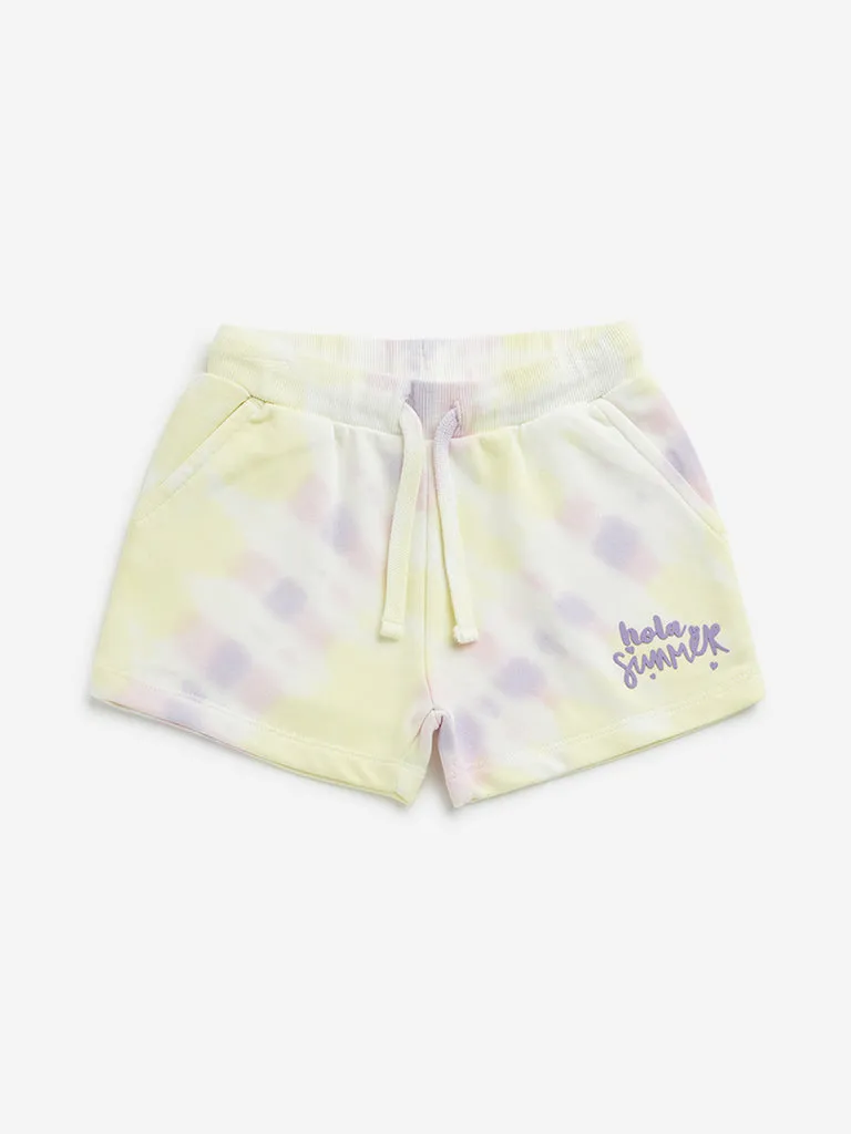 HOP Kids Multicolour Tie-Dye Mid-Rise Shorts