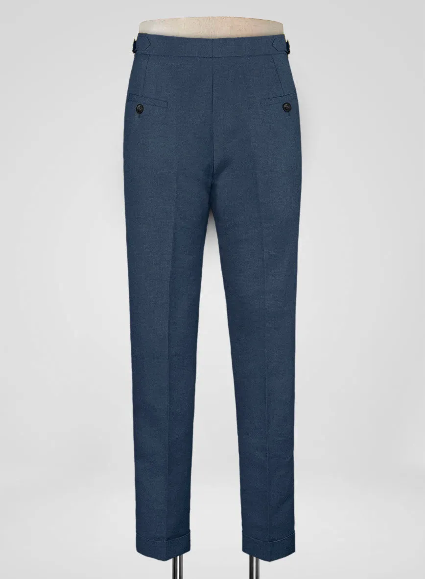 Italian Prato Indigo Blue Linen Highland Trousers