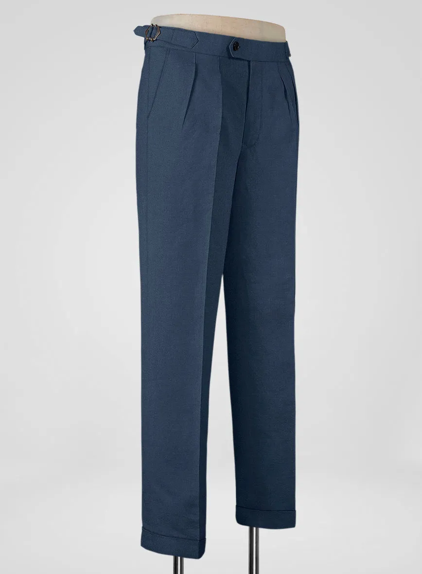 Italian Prato Indigo Blue Linen Highland Trousers