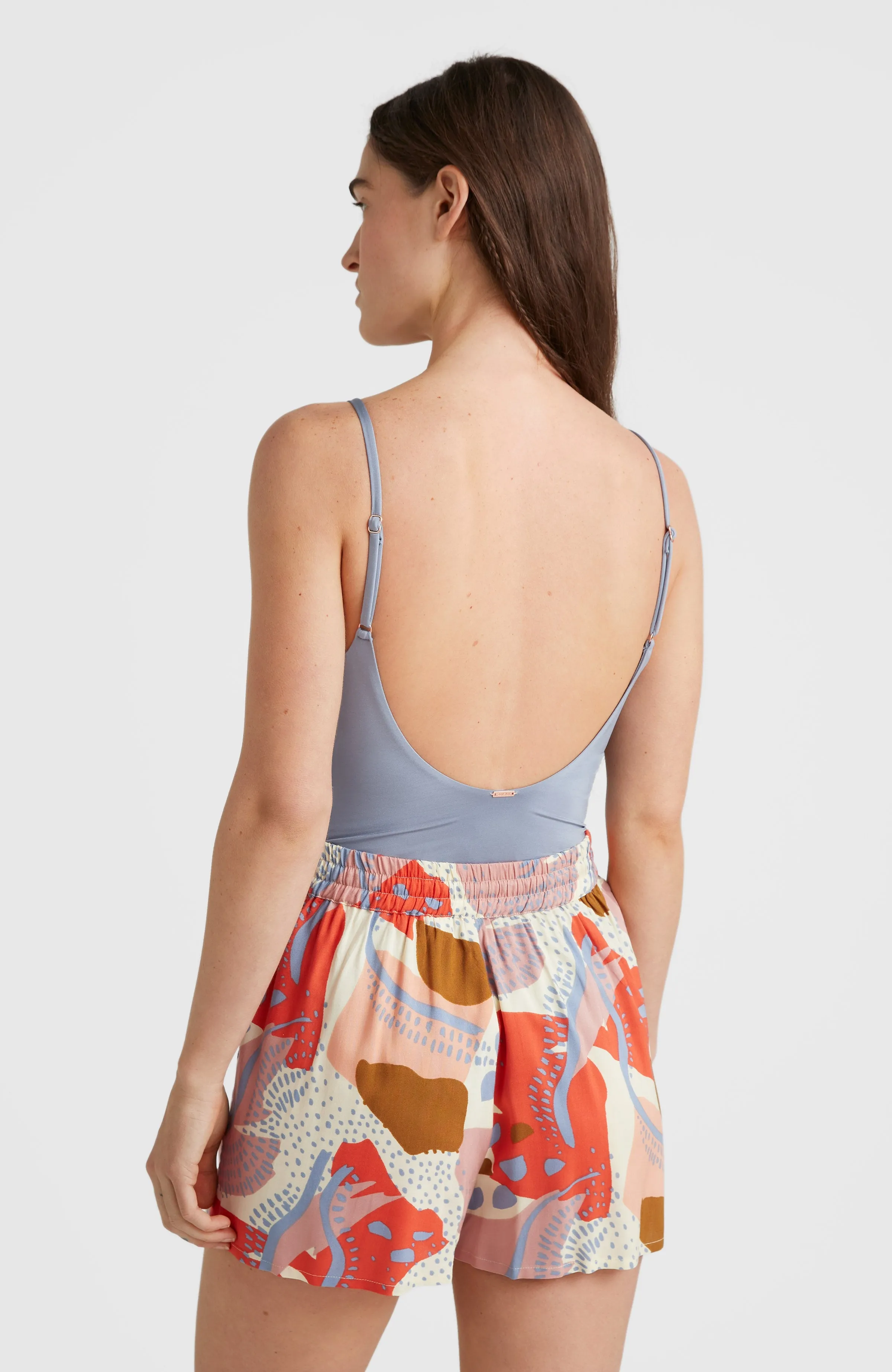 Jarrah Woven High-Waist Shorts | Patchwork Print