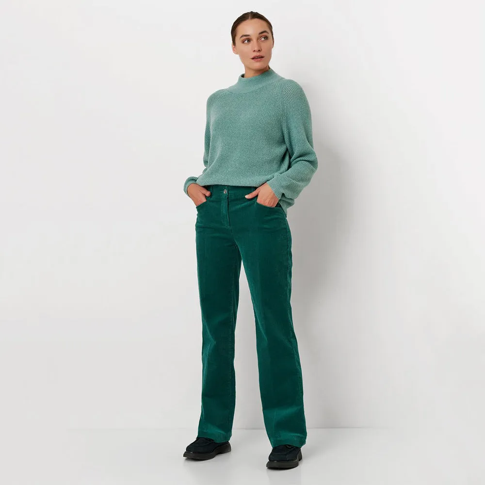 Jolie Pine Green Flared Corduroy Trousers