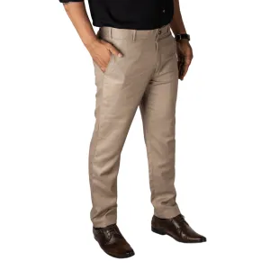 Latte color check blend cotton trousers pant for men