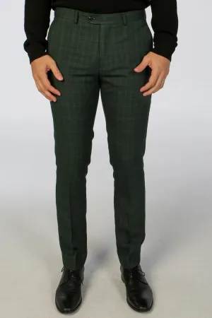 Leo - Men's Green Checked Trousers