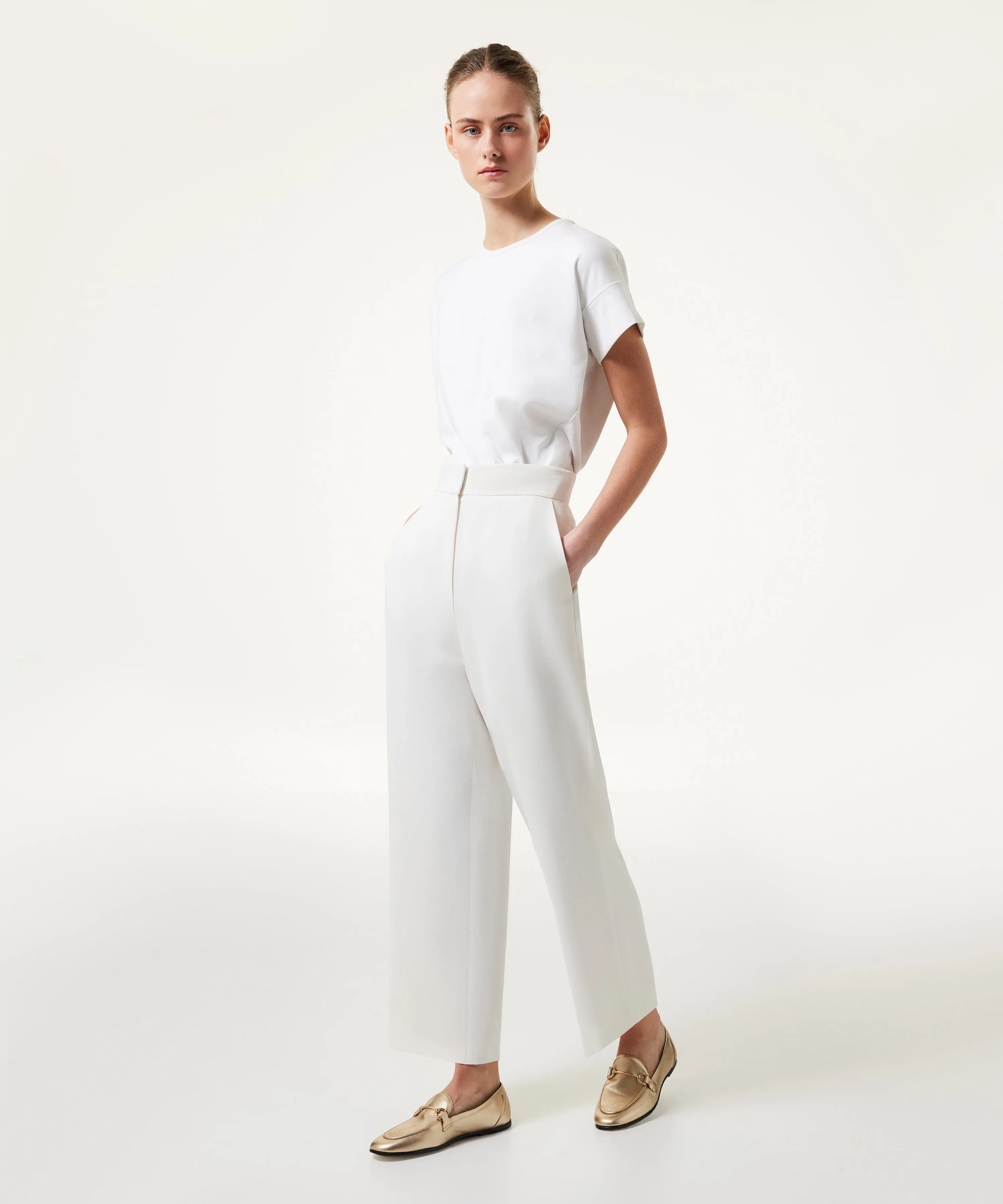 Machka Straight Fit Gabardine Trousers White