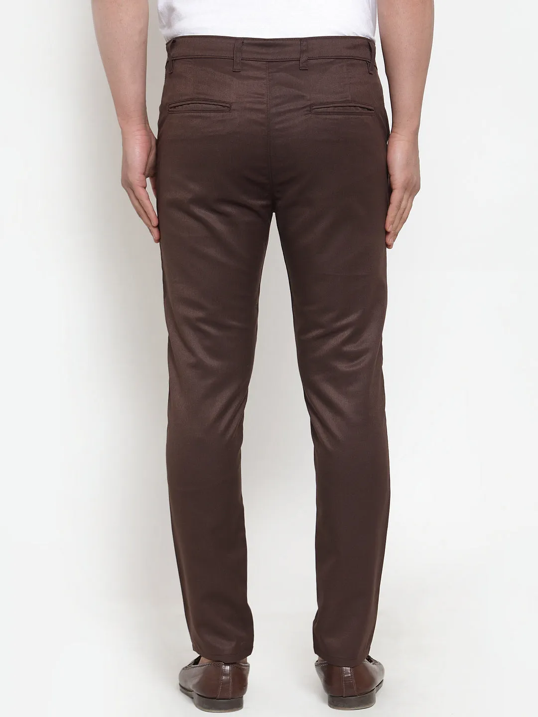 Men's Brown Solid Formal Trousers ( FGP 253Coffee ) - Jainish