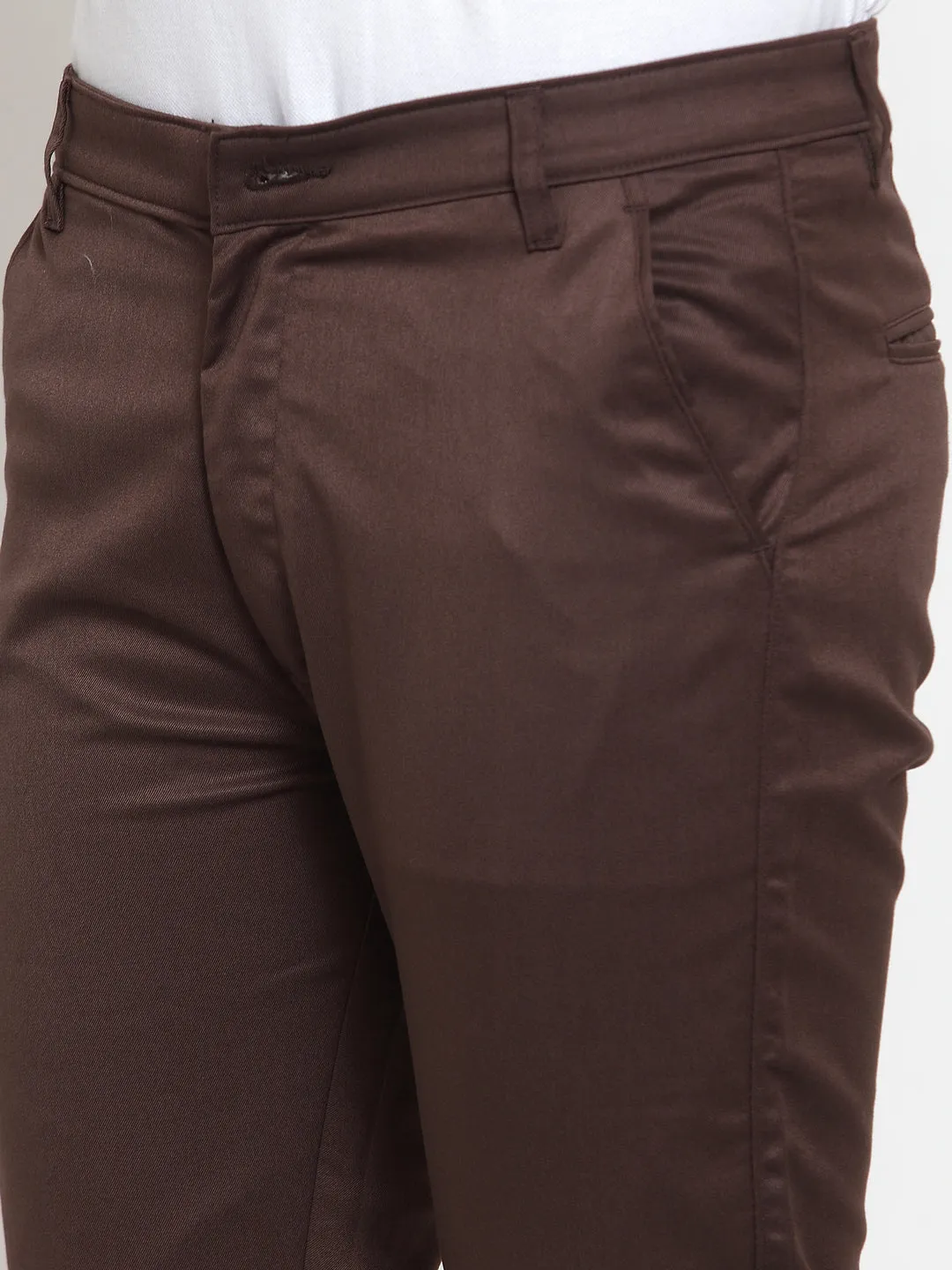 Men's Brown Solid Formal Trousers ( FGP 253Coffee ) - Jainish