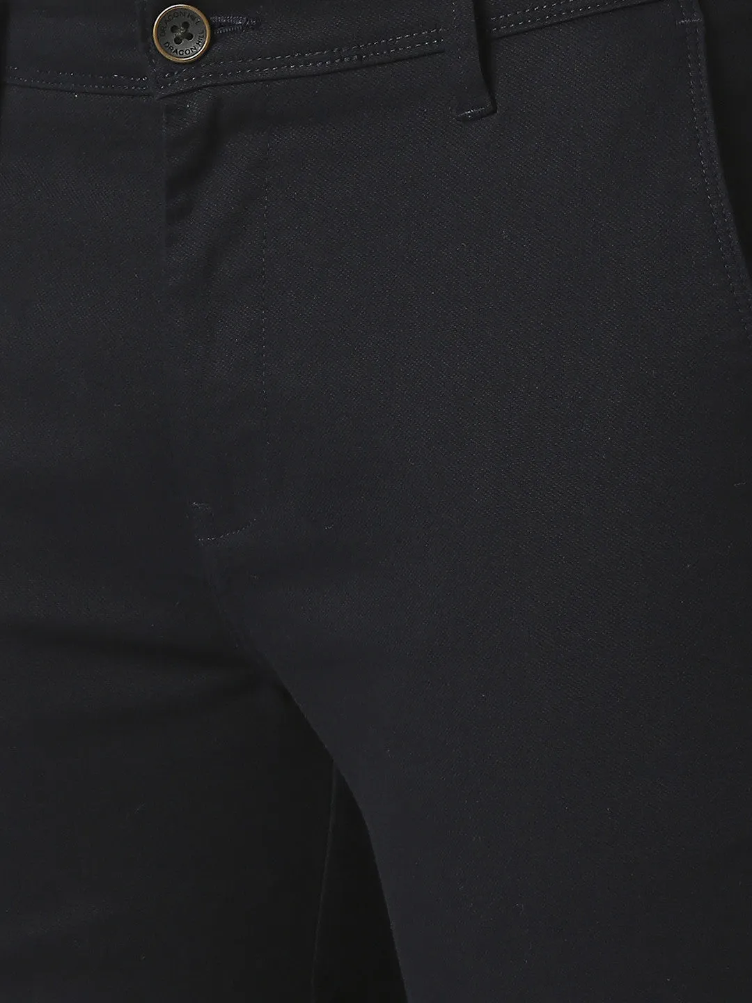 Navy Blue Slim Tapered Cotton Trouser