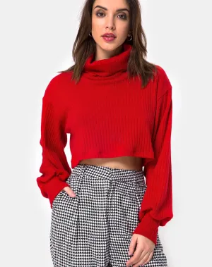 Nizer High Neck Jumper in Red