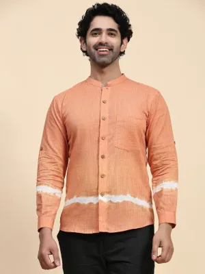 Orange Hand Dyed Cotton Men Shirt