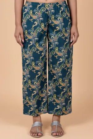 Paisley Printed Deep Green Trousers