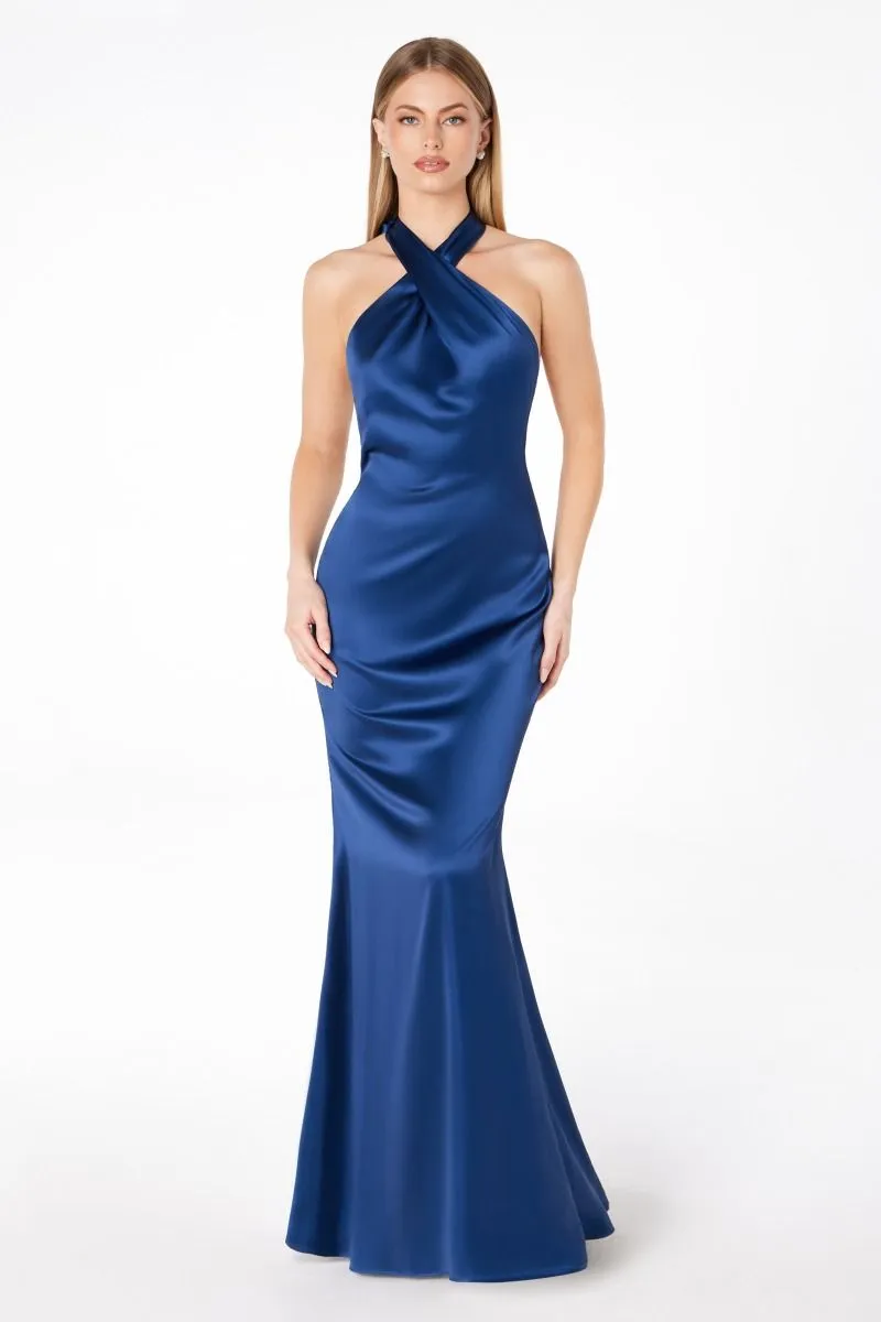 RAINEY Silky Low Back Halter Neck Prom & Formal Dress