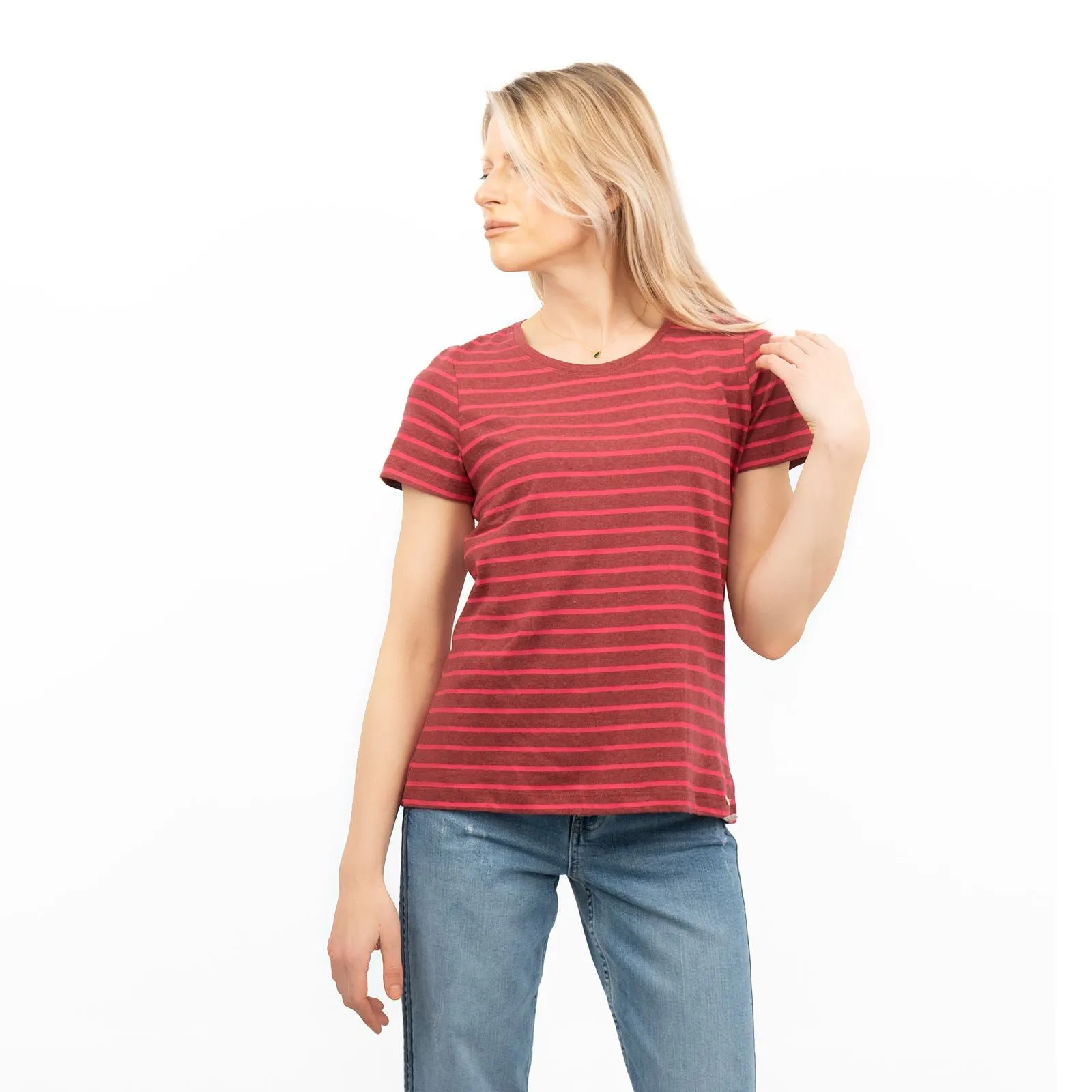 Red Striped Breton Short Sleeve Tops Cotton Jersey T-shirt