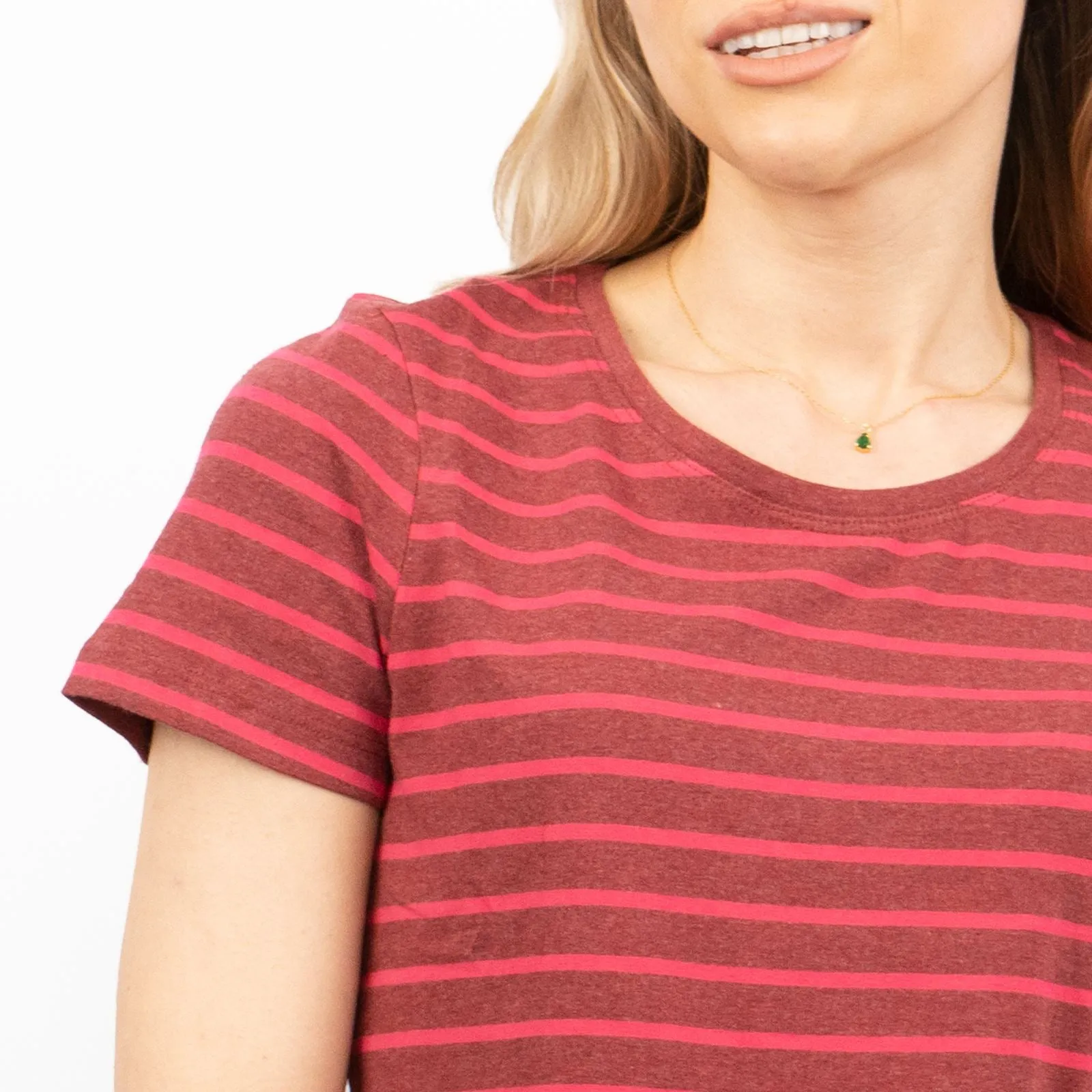 Red Striped Breton Short Sleeve Tops Cotton Jersey T-shirt