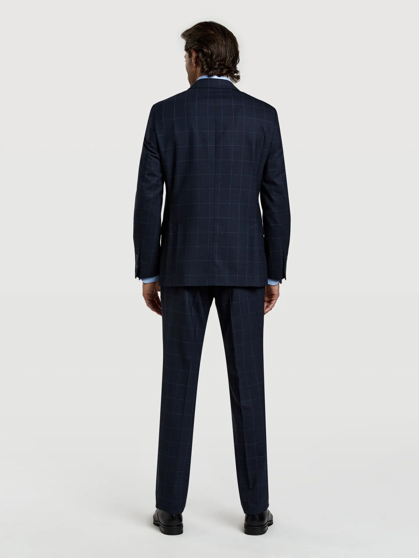 Regular fit business windowpane check wool suit