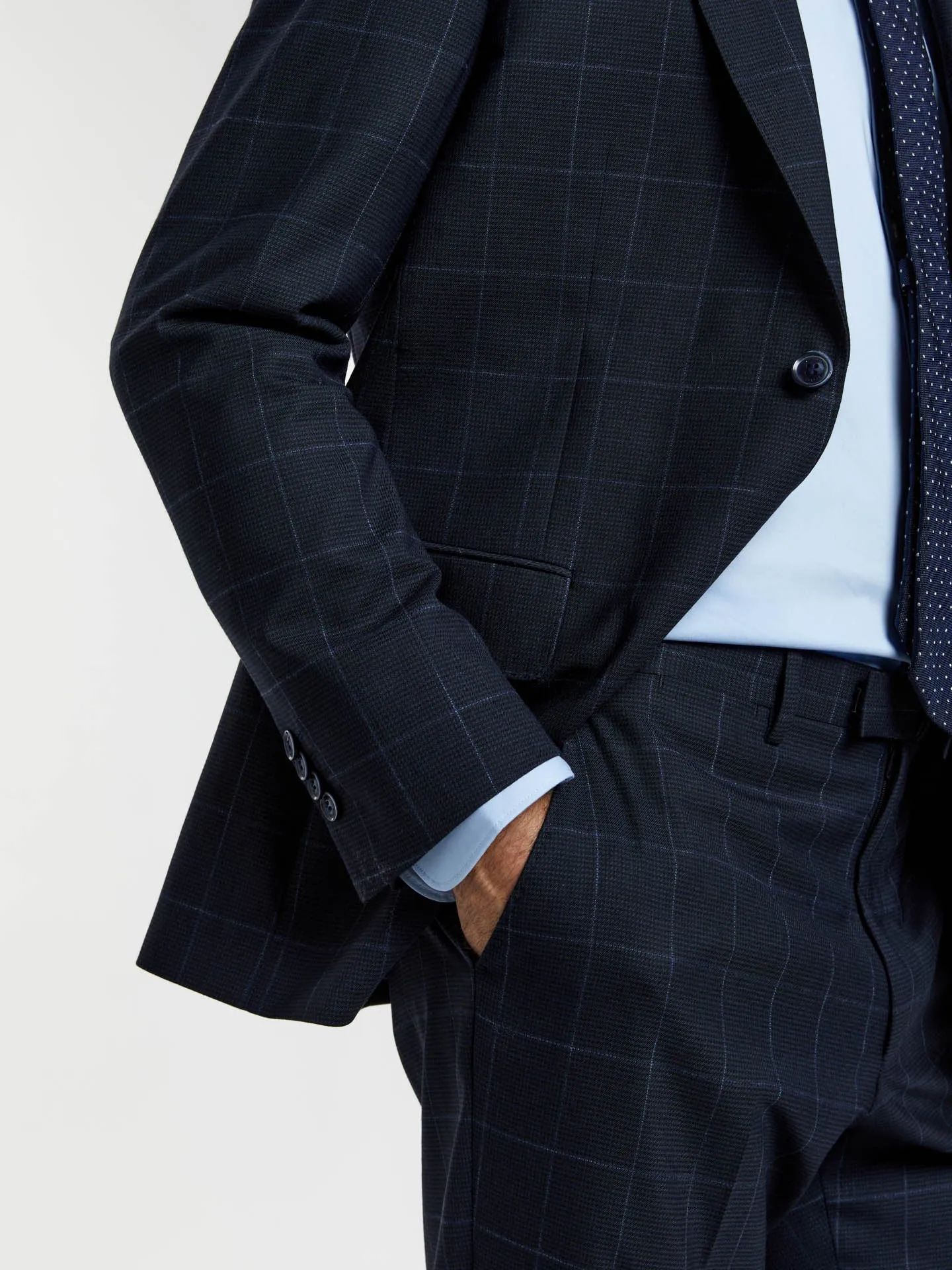 Regular fit business windowpane check wool suit