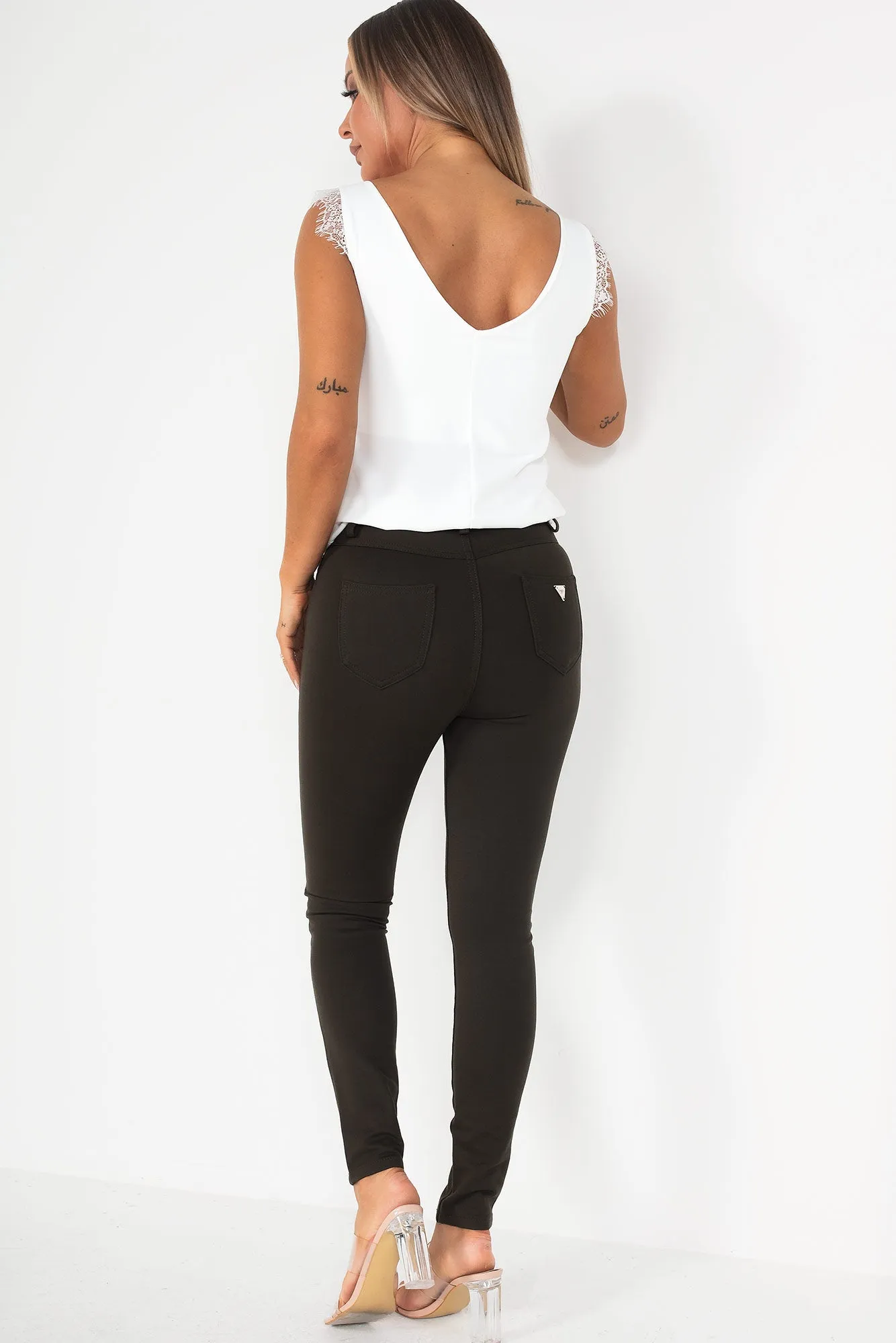 Rozita Khaki Stretch Trousers