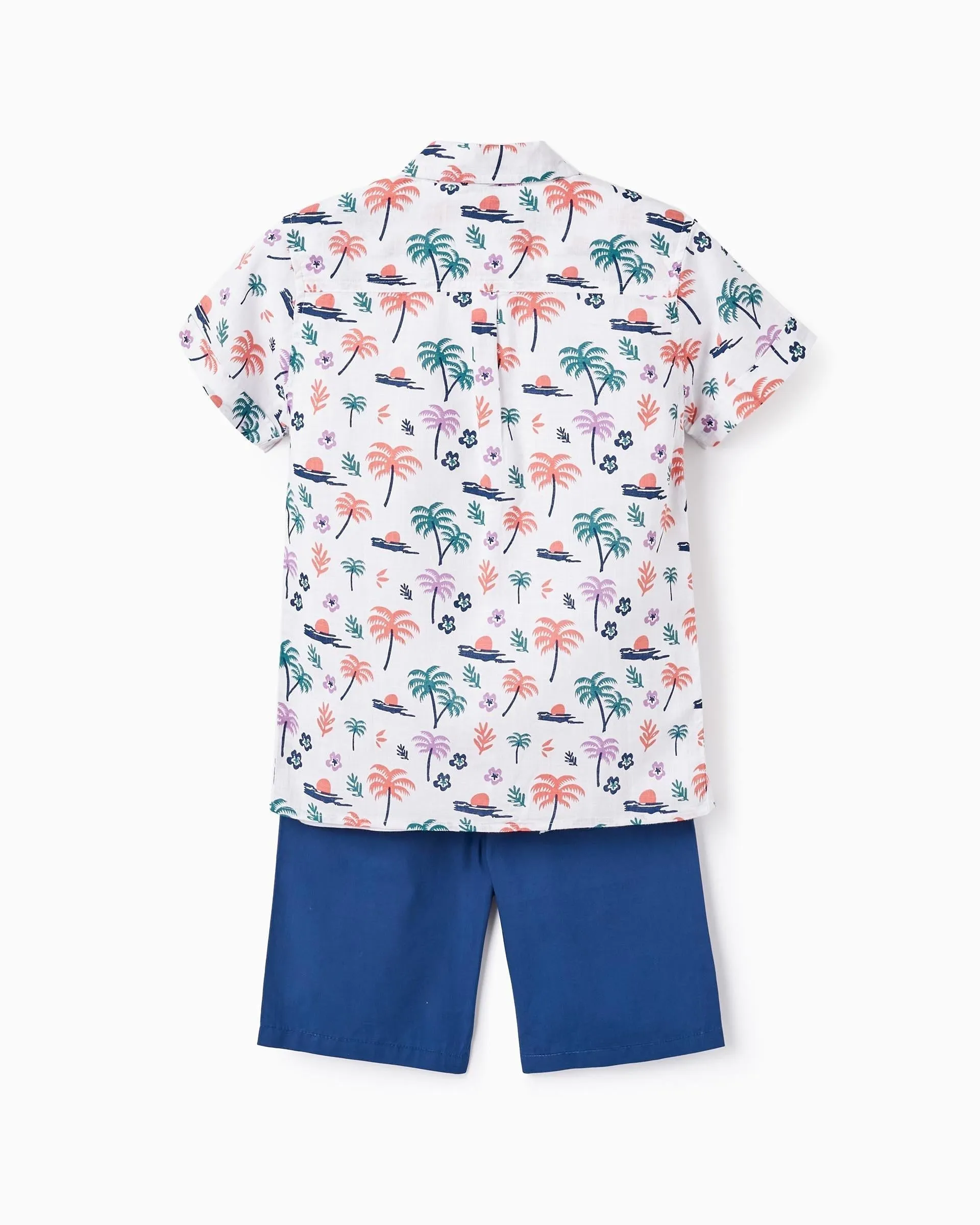 Shirt   T-shirt   Shorts for Boys 'Palm Trees', White/Blue