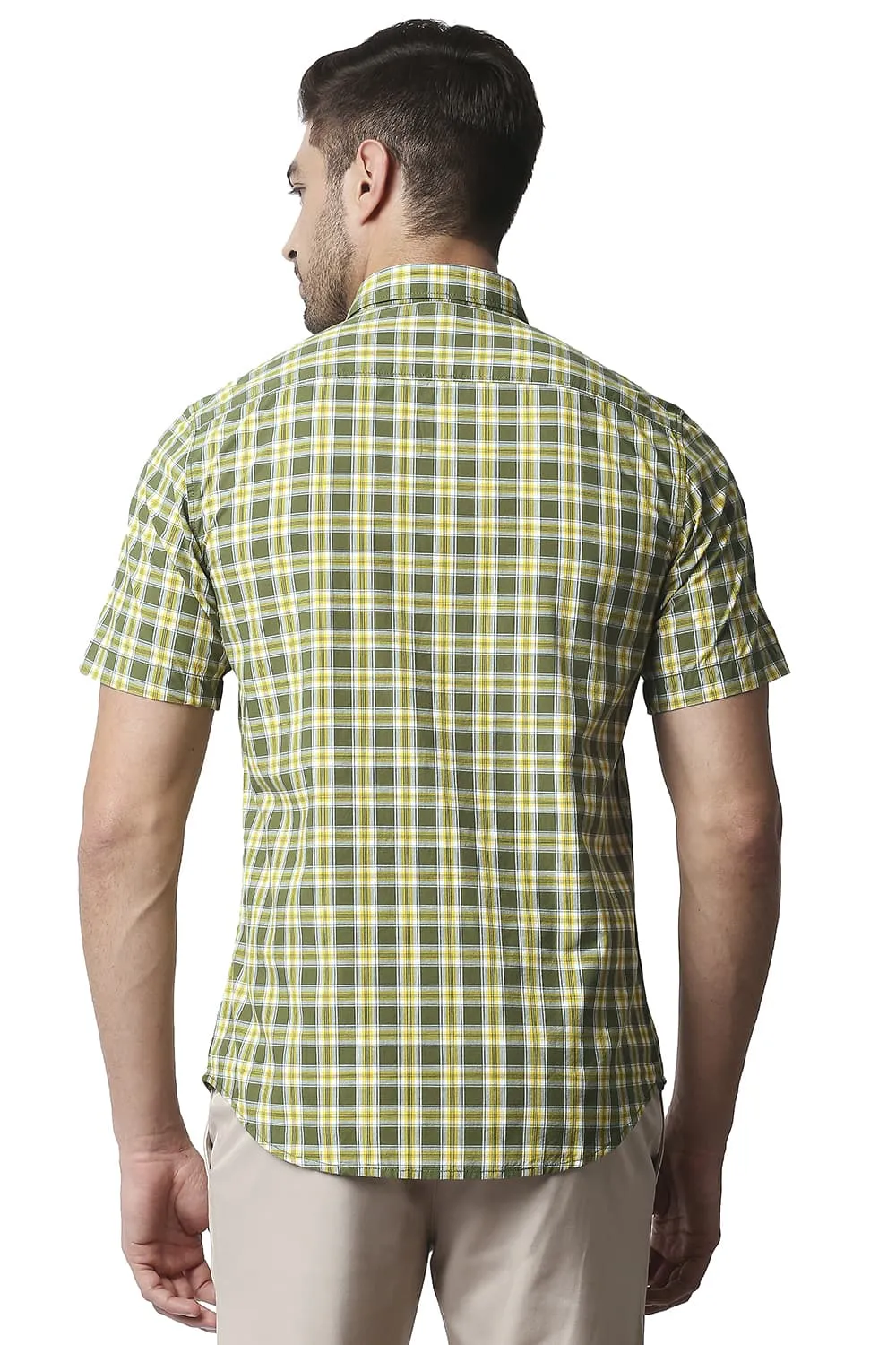 Slim Fit Checks Halfsleeves Shirt