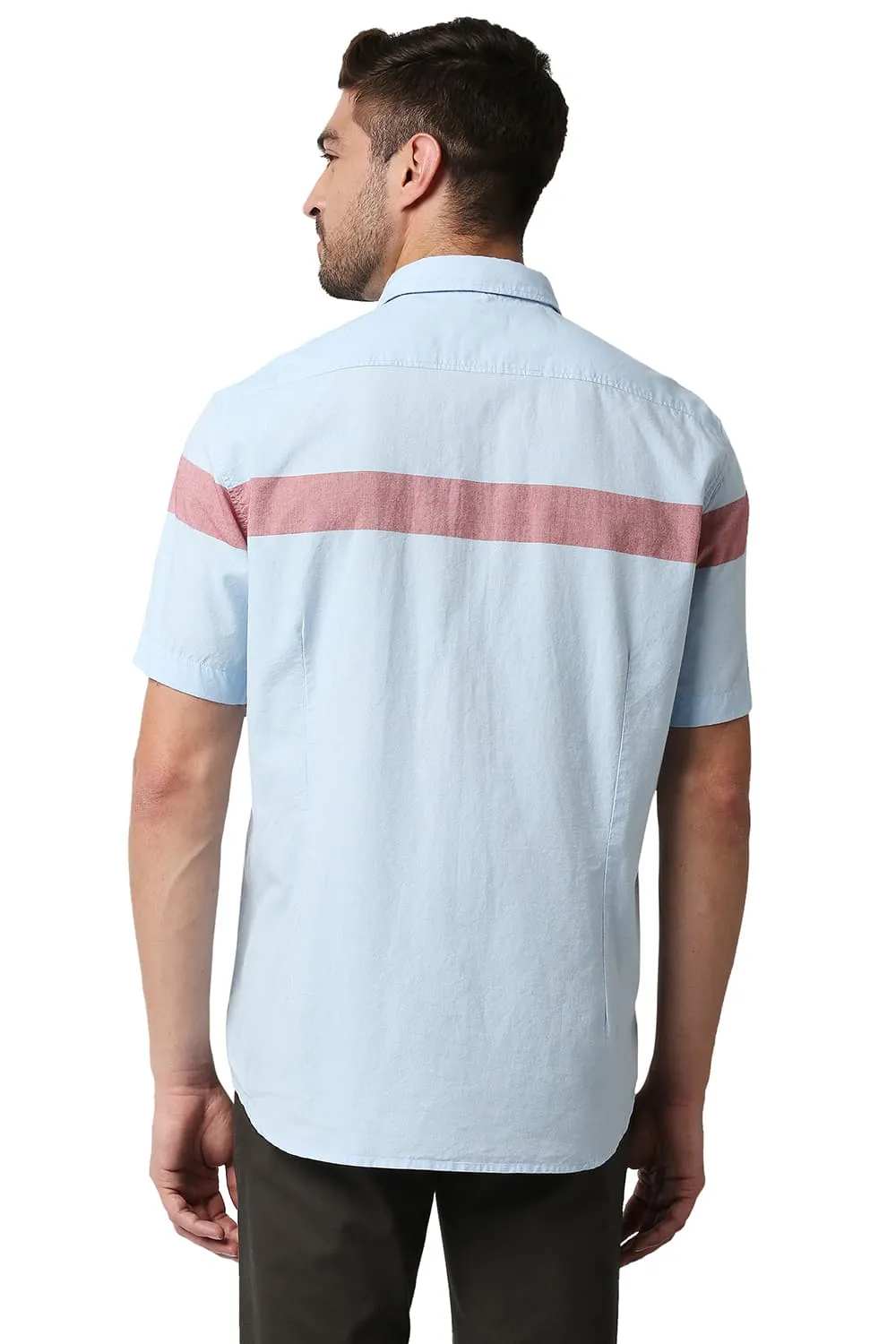 Slim Fit Oxford Eng Horizontal Stripe Halfsleeves Shirt